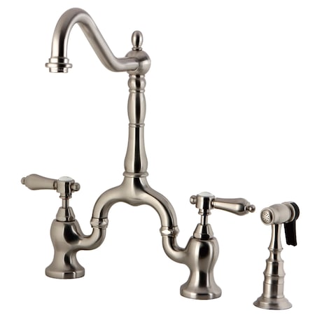 Kingston Brass KS7758BALBS Bridge Kitchen Faucet with Brass Sprayer, Brushed Nickel KS7758BALBS